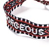 Word Gorgeous Polycotton(Polyester Cotton) Braided Bracelet with Tassel Charm BJEW-F429-03-2