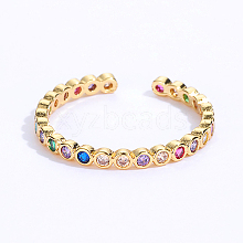 Stainless Steel Open Cuff Rings with Colorful Cubic Zirconia IO9969