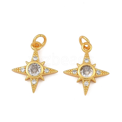 Brass Micro Pave Clear Cubic Zirconia Charms KK-F941-40B-G-1