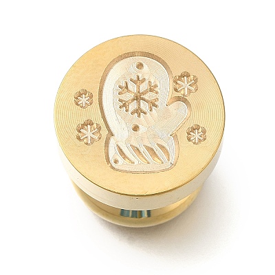 Christmas Golden Tone Wax Seal Brass Stamp Heads AJEW-A058-01F-1