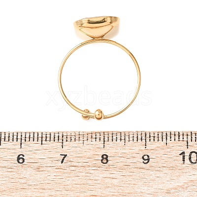 304 Stainless Steel with Glass Cuff Rings for Women RJEW-K309-41D-1