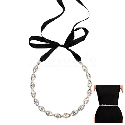 Metal Full Crystal Rhinestone Horse Eye Bridal Waist Belts for Wedding Dress AJEW-WH20080-65F-S-1