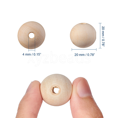 Unfinished Wood Beads X-WOOD-S651-20mm-LF-1