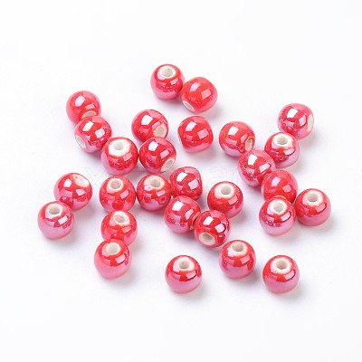 Glazed Porcelain Round Beads PORC-S489-6mm-14-1