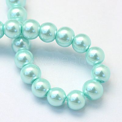 Baking Paint Pearlized Glass Pearl Round Bead Strands HY-Q003-10mm-45-1
