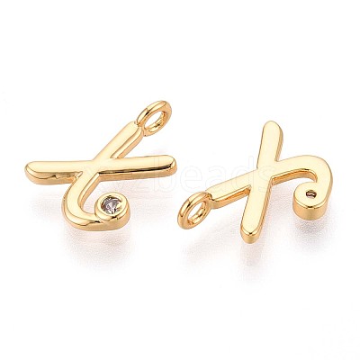 Brass Micro Pave Cubic Zirconia Charms KK-N263-97G-X-1
