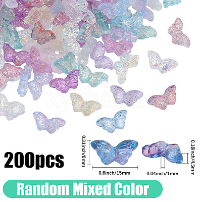 200Pcs Transparent Spray Painted Glass Beads GLAA-PA0001-14-1