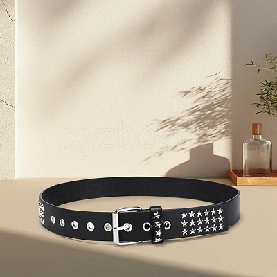 Platinum Star Rivet PU Leather Chain Belts for Jeans AJEW-WH20096-87B-1