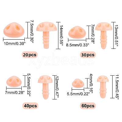 150Pcs 4 Style Plastic Doll Safety Noses DIY-GA0004-65-1