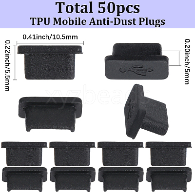 50Pcs TPU Mobile Anti-Dust Plugs FIND-SC0022-46B-1