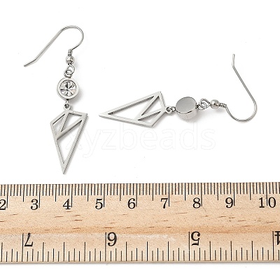 304 Stainless Steel Triangle Dangle Earrings Hand Polished EJEW-Z129-07P-1