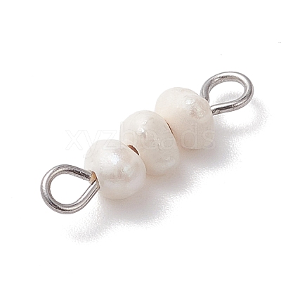 Natural Cultured Freshwater Pearl Potato Beaded Links PALLOY-JF04645-02-1