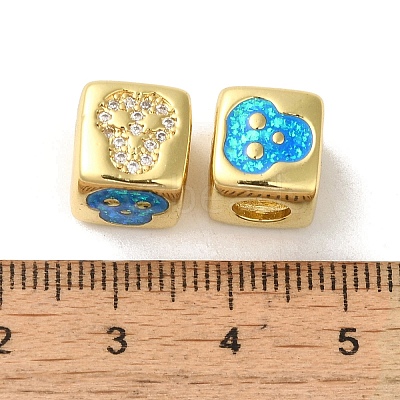 Rack Plating Brass Micro Pave Cubic Zirconia Beads KK-P268-01G-16-1