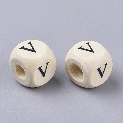 Printed Natural Wood Beads WOOD-T026-001V-1