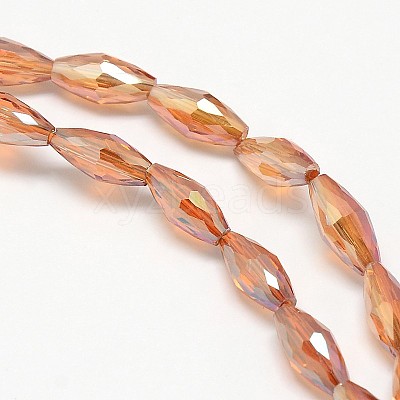 Electroplate Crystal Glass Rice Beads Strands EGLA-F042-A01-1