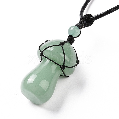 Natural Gemstone Mushroom Pendant Necklace NJEW-E065-01-1