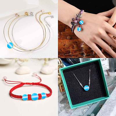 DIY Synthetic Moonstone Beads Stretch Bracelet Making Kits DIY-SC0012-84C-1