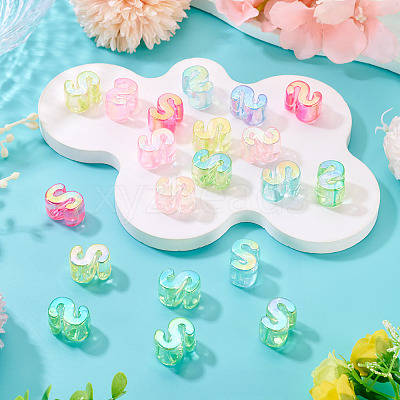 20Pcs UV Plating Transparent Acrylic European Beads OACR-TADJ0001-19S-1