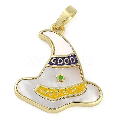 Halloween Rack Plating Brass Enamel Pendants KK-U032-10C-G-1