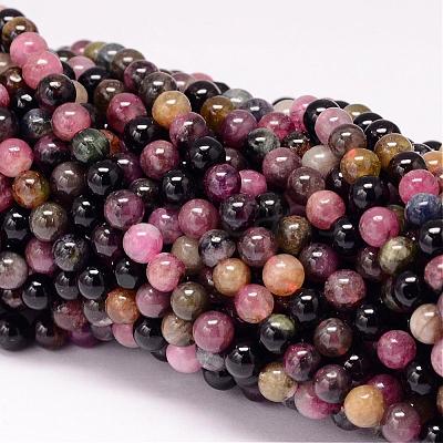 Natural Multicolor Tourmaline Beads Strands G-P132-07-6mm-1