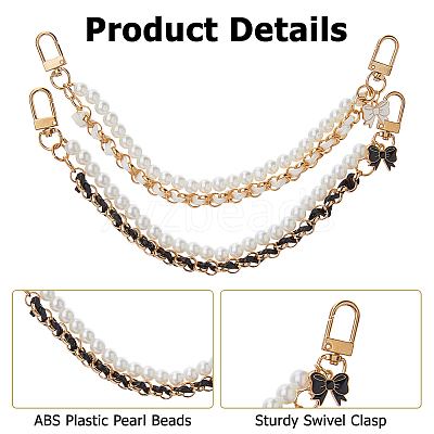 2Pcs ABS Plastic Imitation Pearl Bag Handles HJEW-HS00093-1