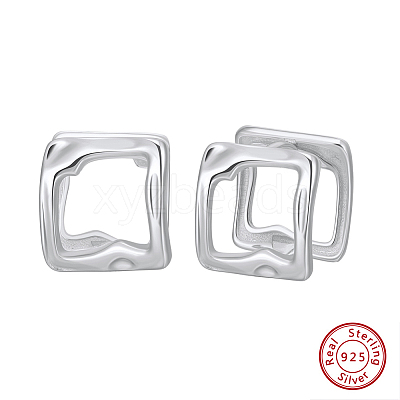 925 Sterling Silver Square Stud Earrings EJEW-H167-04P-1