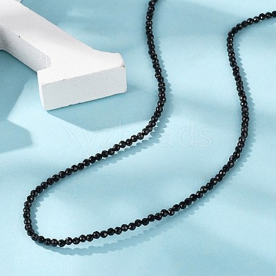 Natural Black Spinel Beaded Necklaces NJEW-K114-A-A20-1