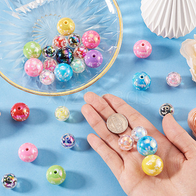 28Pcs 2 Colors UV Plating Acrylic Printed Beads FIND-TA0010-64-1
