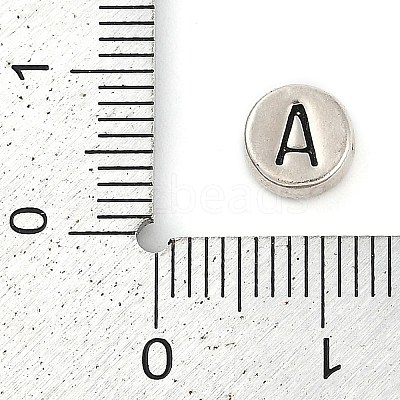 925 Sterling Silver Flat Round with Letter Beads LS-STER-G044-01AS-A-1