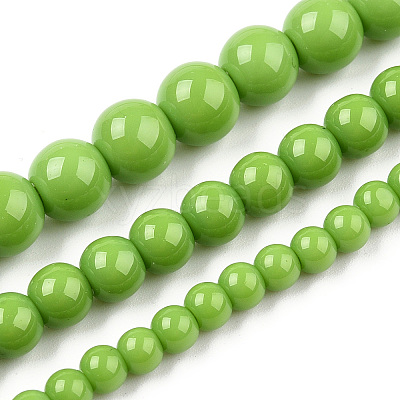 Opaque Solid Color Glass Beads Strands X-GLAA-T032-P8mm-06-1