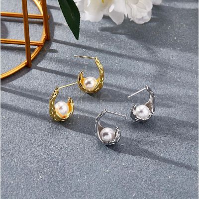 Natural Pearl Teardrop Stud Earrings JE1078A-1