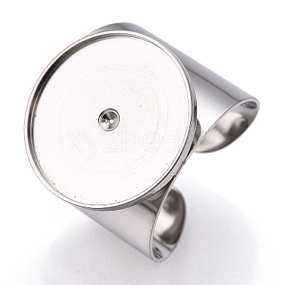Non-Tarnish 304 Stainless Steel Open Cuff Finger Ring Cabochon Settings STAS-T060-03P-1