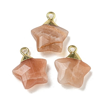 Natural Sunstone Pendants G-P540-01G-09-1
