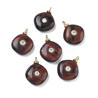 Dyed Natural Red Tiger Eye Pendants KK-C251-01F-01-1