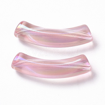 UV Plating Transparent Rainbow Iridescent Acrylic Beads OACR-A016-01K-1