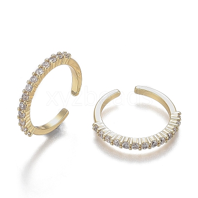 Adjustable Brass Micro Pave Clear Cubic Zirconia Cuff Rings X-ZIRC-Z002-11G-1