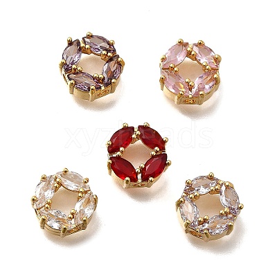 Brass Micro Pave Cubic Zirconia Beads KK-F913-02G-1