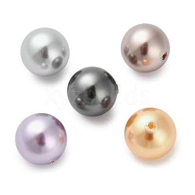 Baking Paint Pearlized Glass Pearl Round Beads HY-Q001-02C-1