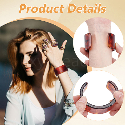 4Pcs 4 Styles Two-tone Acrylic Cuff Bangles for Women BJEW-UN0002-02-1