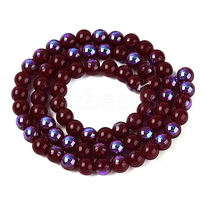 Electroplate Opaque Glass Beads Strands EGLA-Q132-6MM-01C-08-1