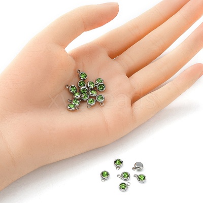 20Pcs 201 Stainless Steel Rhinestone Charms STAS-YW0002-02C-1