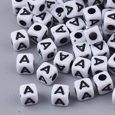 White Opaque Acrylic Beads X-MACR-R869-02A-1
