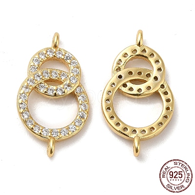 925 Sterling Silver Micro Pave Clear Cubic Zirconia Connector Charms STER-I010-03G-1