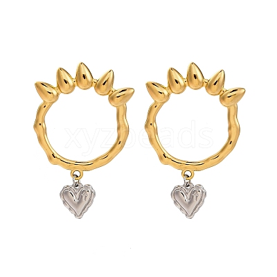 304 Stainless Steel Dangle Stud Earrings EJEW-K296-02GP-07-1