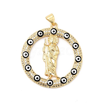 Rack Plating Brass Micro Pave Clear Cubic Zirconia Pendants ZIRC-I059-11G-1