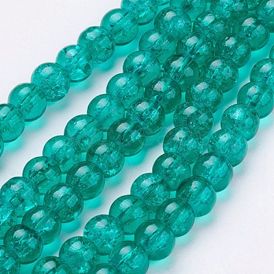Spray Painted Crackle Glass Beads Strands CCG-Q001-10mm-15-1