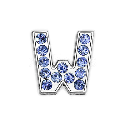 Glass Rhinestone Slide Charms PALLOY-TAC0018-02-W-1