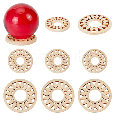 AHADEMAKER 8Pcs 2 Style Wood Crystal Ball Display Bases AJEW-GA0004-65-1