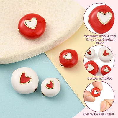 4Pcs 4 Styles Brass Enamel Beads KK-YW0003-01-1