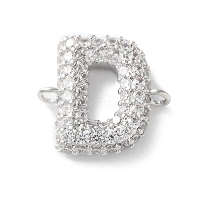 Brass Micro Pave Cubic Zirconia Letter Links KK-I717-04D-P-1